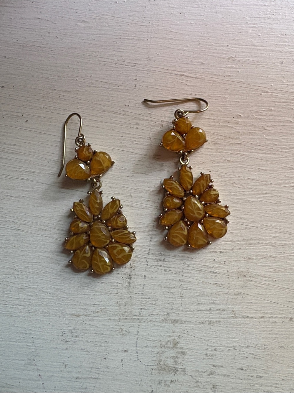 Yellow/green Teardrop Cluster Dangle Earrings
